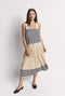 Smocked Waist MIDI Skirt - Black and Sand Stripe