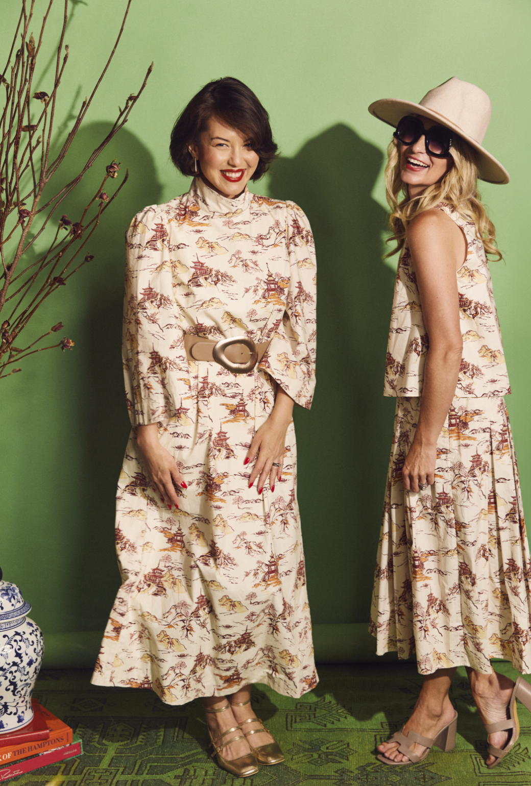 SAMPLE - Smocked Waist MIDI Skirt - Chinoiserie