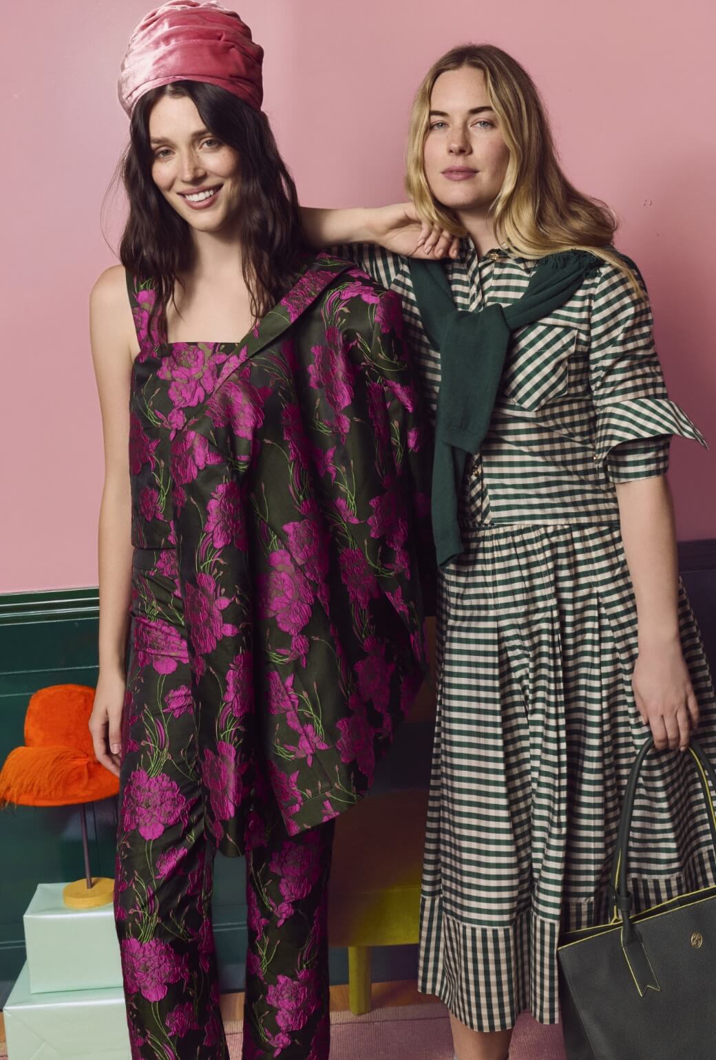 Smocked Waist MIDI Skirt - Deep Green Gingham