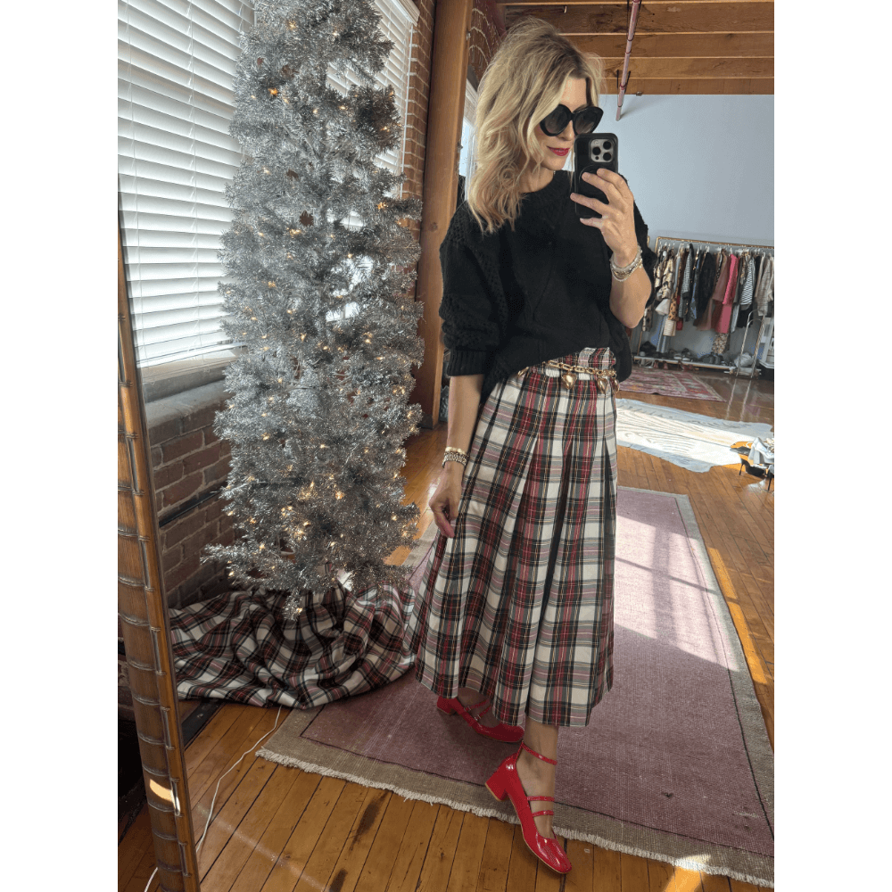 Smocked Waist MIDI Skirt - Dress Stewart Plaid – BURU