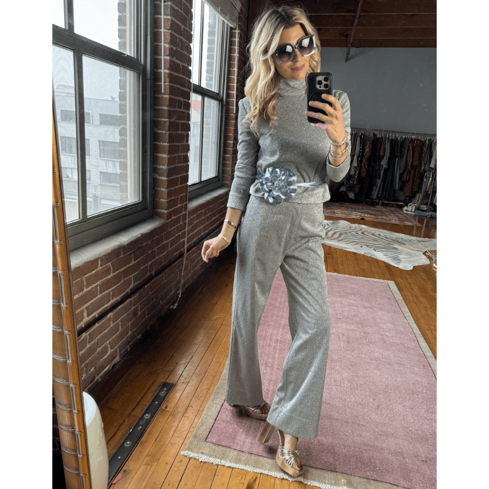 Sparkle Turtleneck Long Sleeve - Silver – BURU