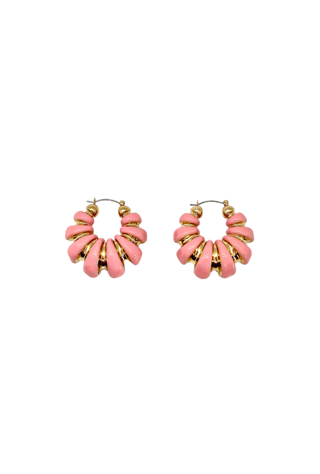Striped Hoops - Gold and Blush