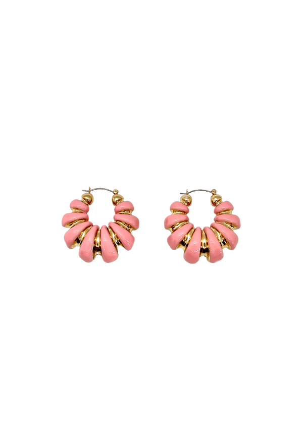 Striped Hoops - Gold and Blush