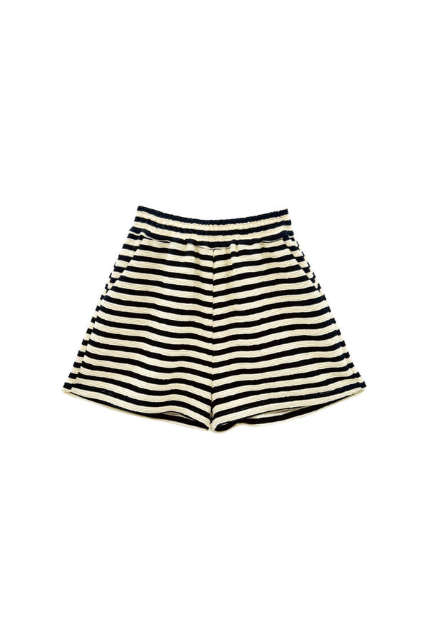 Tailored Everyday Shorts - Black Striped Terry