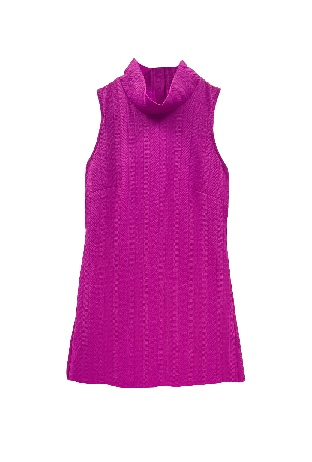 Tailored Mini Mod Dress - Fuchsia Cable-knit
