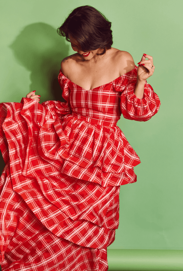 Teagan Tiered Skirt - Red Plaid