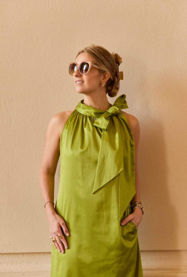 Buru x Ali Sisto The Ali Dress - Green Sateen