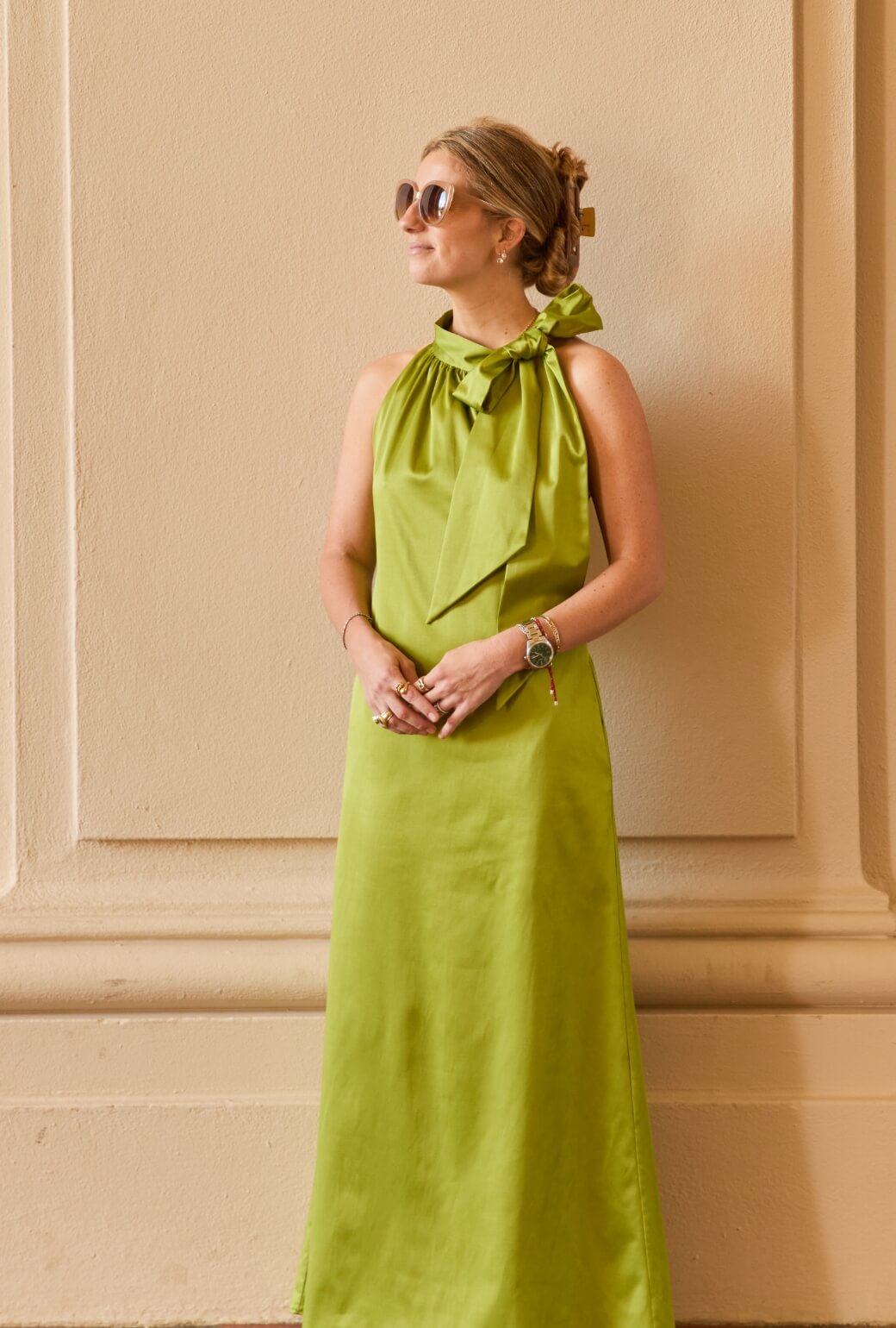 Buru x Ali Sisto The Ali Dress - Green Sateen
