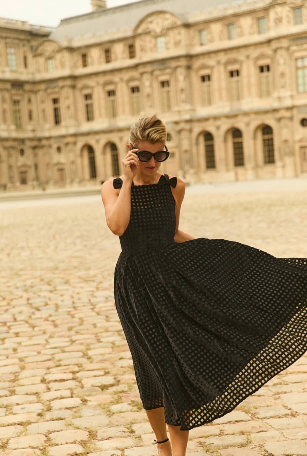 Buru x Anna Kloots The Anna Dress - Black Windowpane Velvet