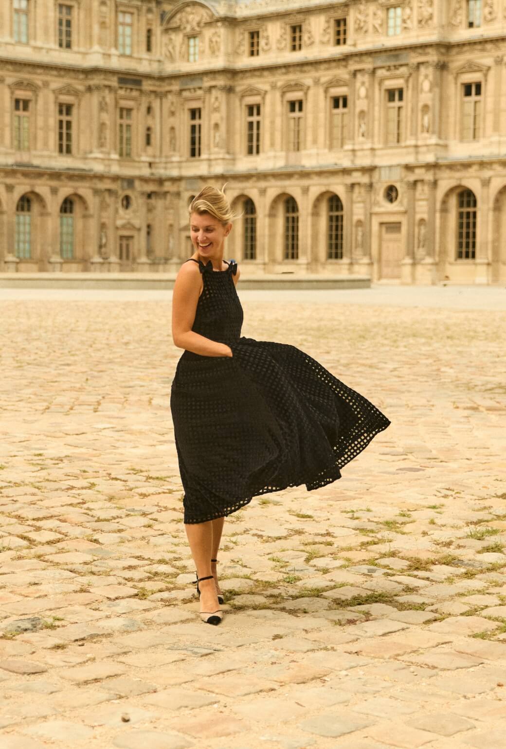 Buru x Anna Kloots The Anna Dress - Black Windowpane Velvet