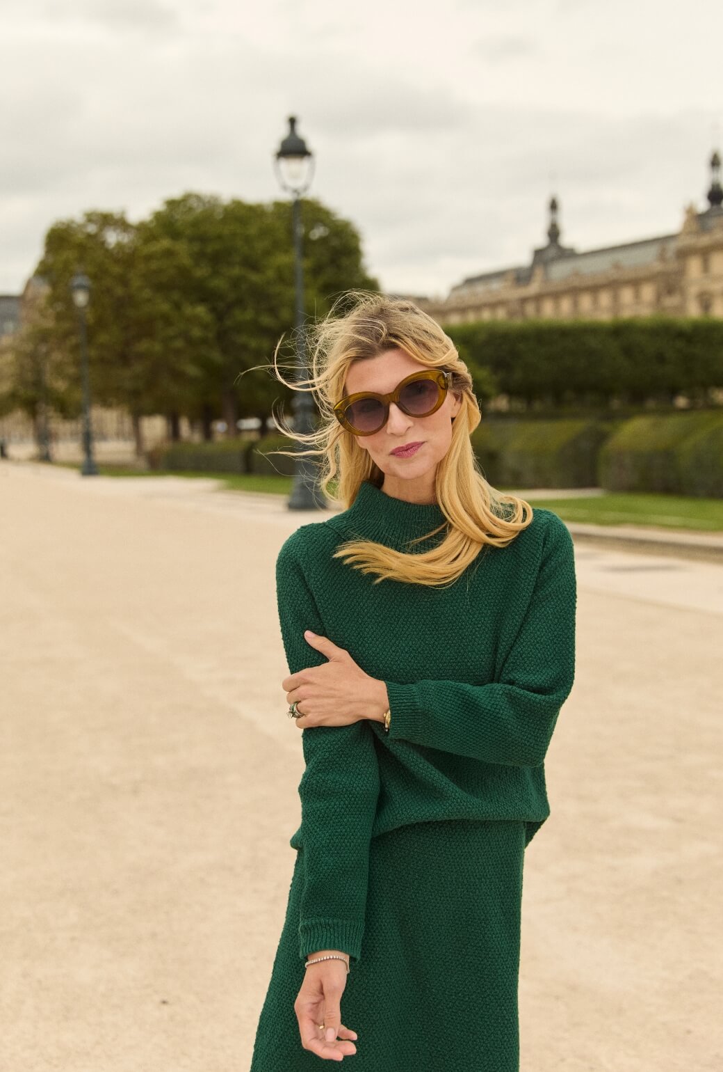 The Carlyle Sweater - BURU Deep Green Knit Bouclé