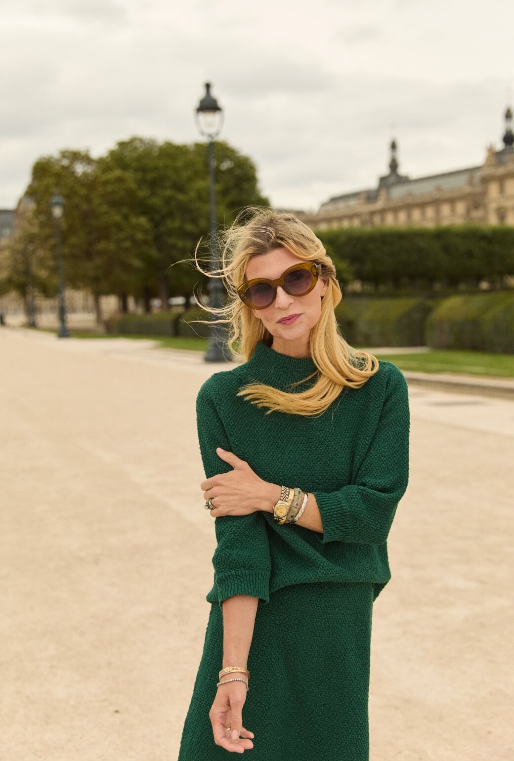 The Carlyle Sweater - BURU Deep Green Knit Bouclé