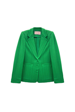 The Classic Blazer - Kelly Green Cable-knit