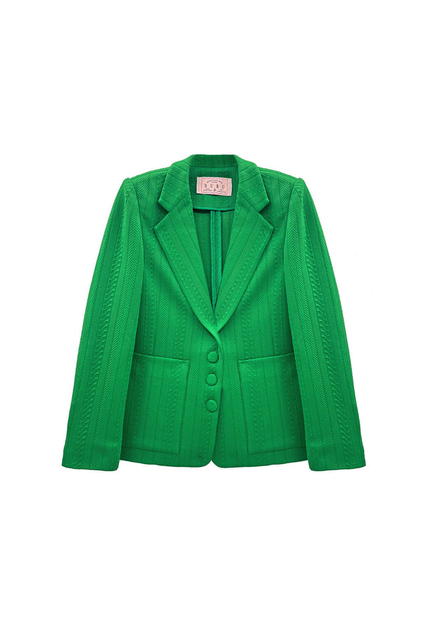 The Classic Blazer - Kelly Green Cable-knit