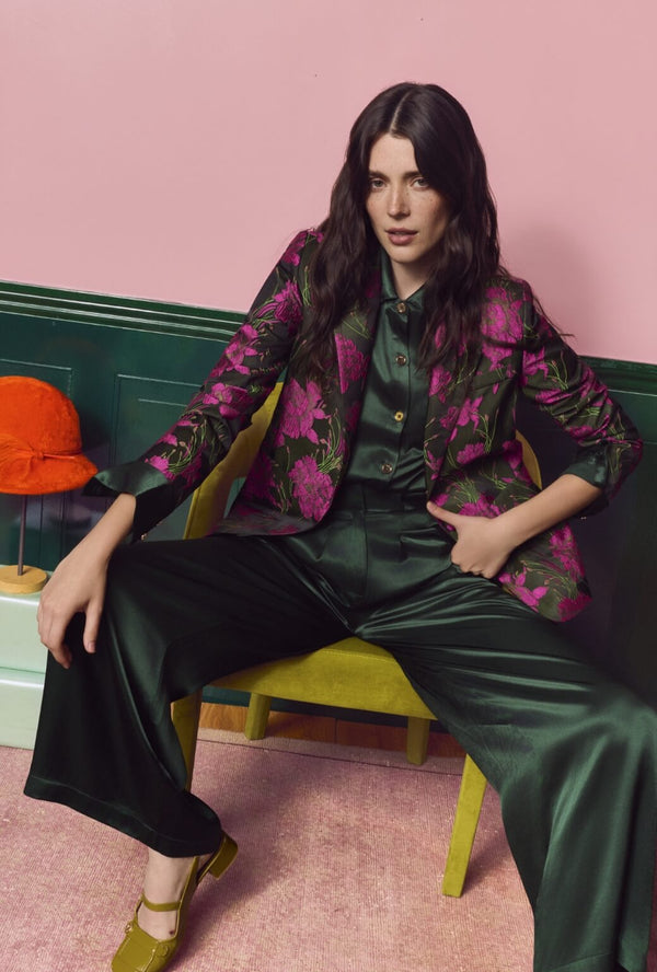 The Classic Blazer - Magenta Floral Jacquard