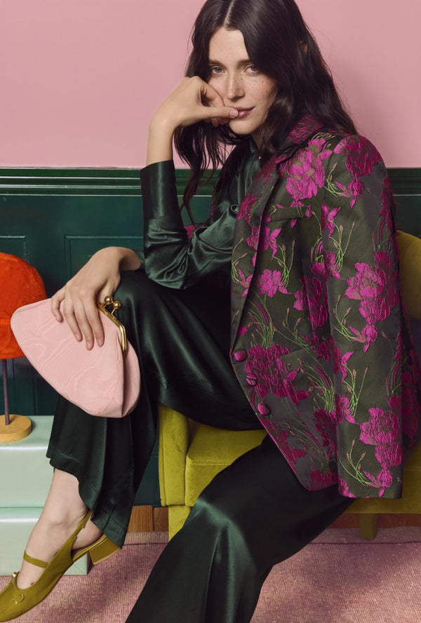 The Classic Blazer - Magenta Floral Jacquard