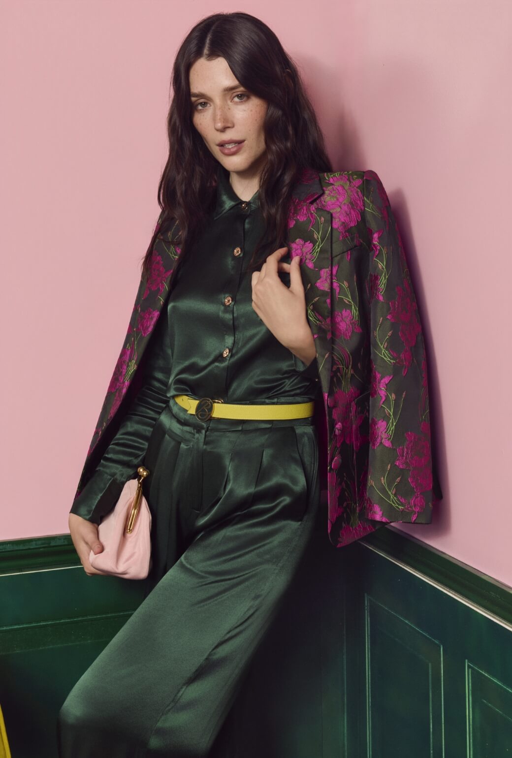 The Classic Blazer - Magenta Floral Jacquard