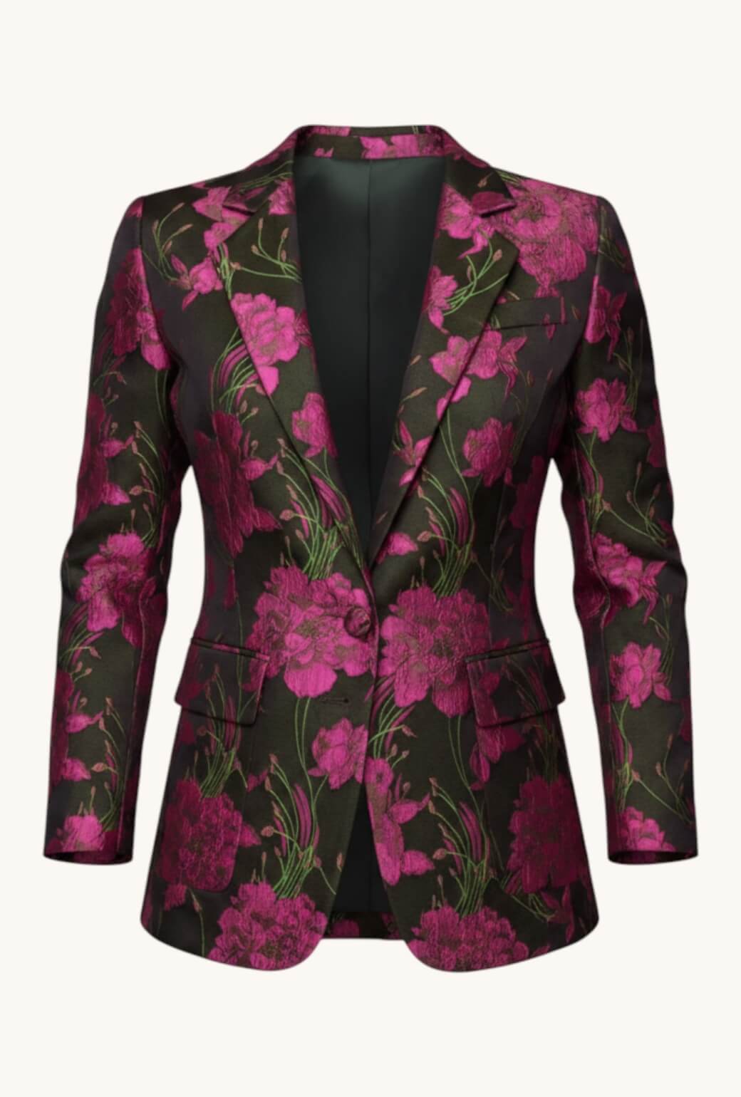 The Classic Blazer - Magenta Floral Jacquard