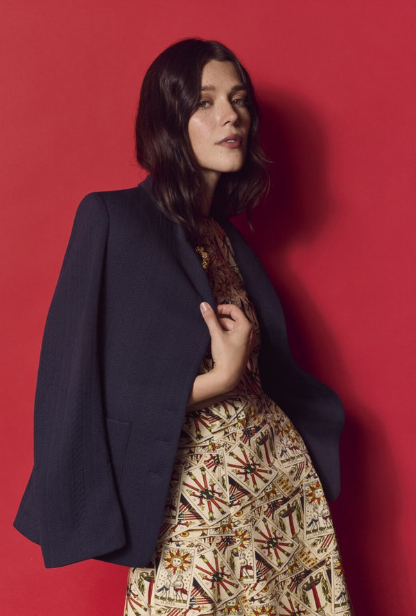 The Classic Blazer - Navy Cable-knit
