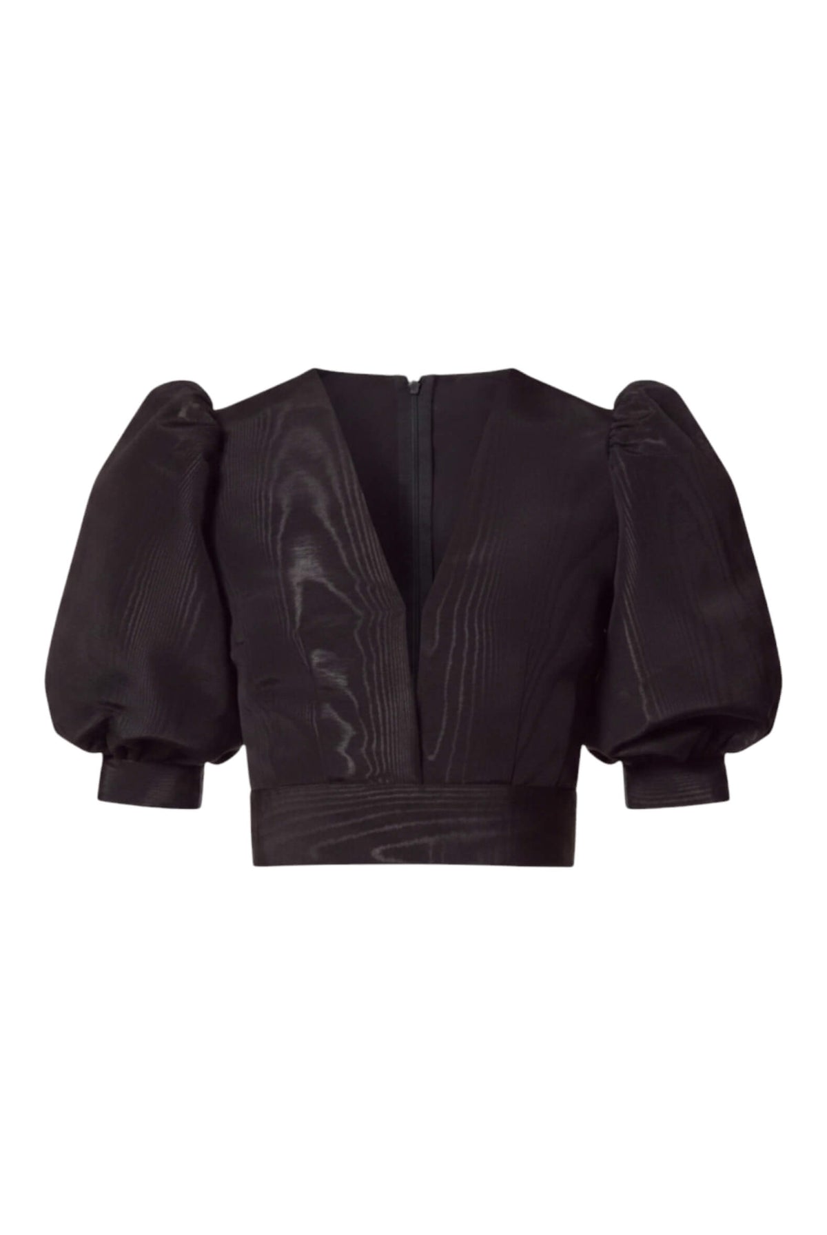 The Costa Wrap Top - Black and Ivory Moiré