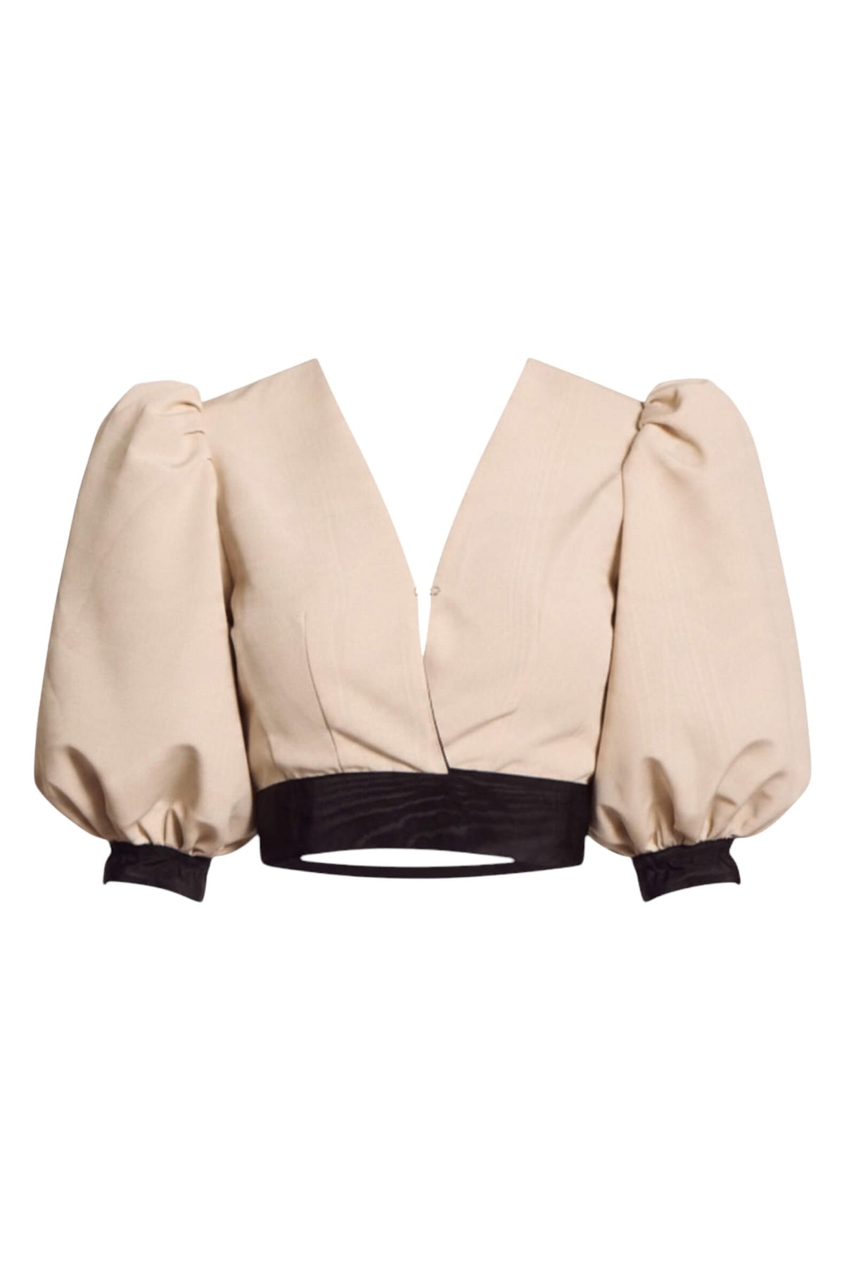 The Costa Wrap Top - Black and Ivory Moiré