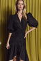 The Costa Wrap Top - Black and Ivory Moiré