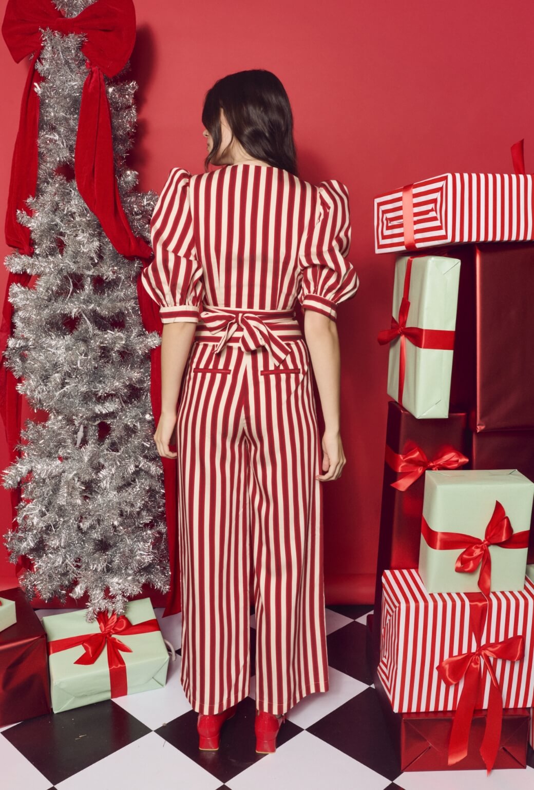 The Costa Wrap Top - Red Stripe