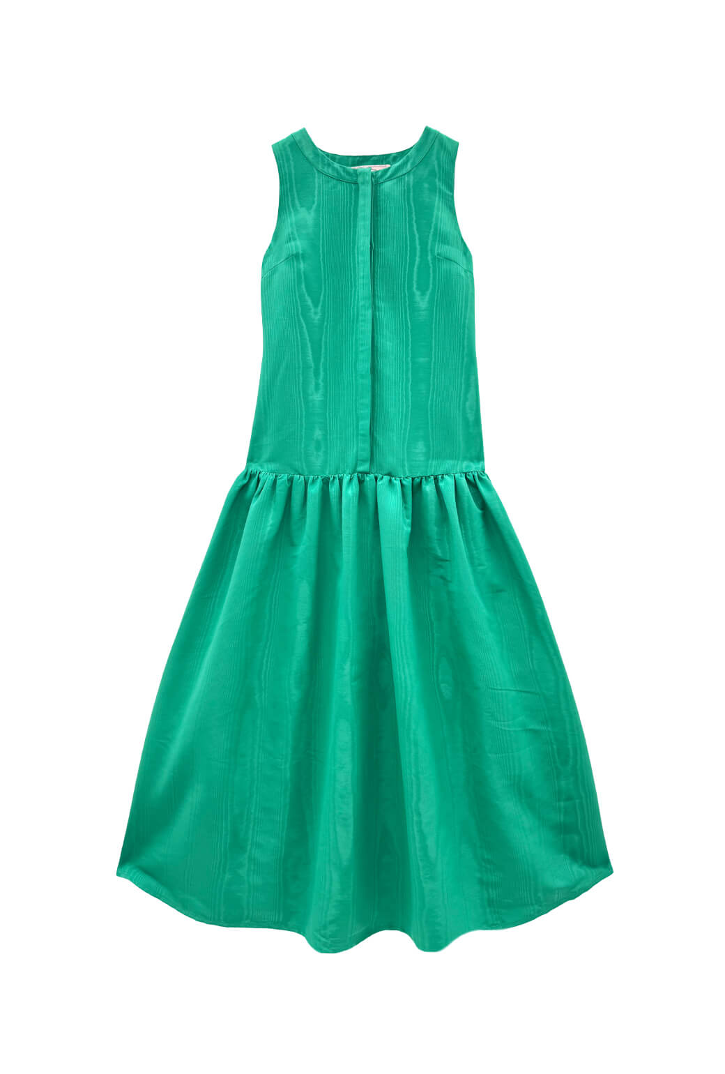 The Drop Waist Gown - Green Moiré