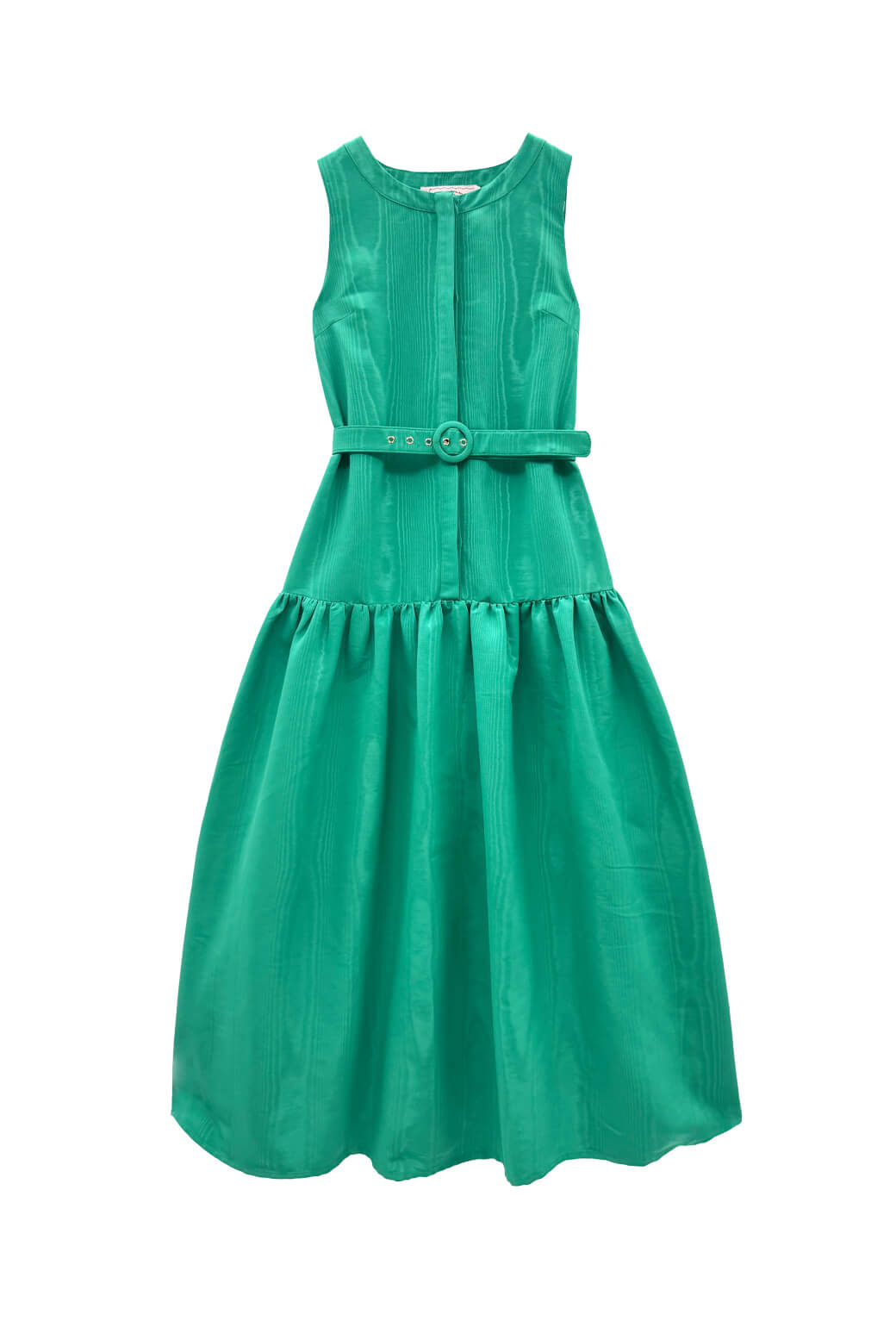 The Drop Waist Gown - Green Moiré