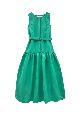 The Drop Waist Gown - Green Moiré