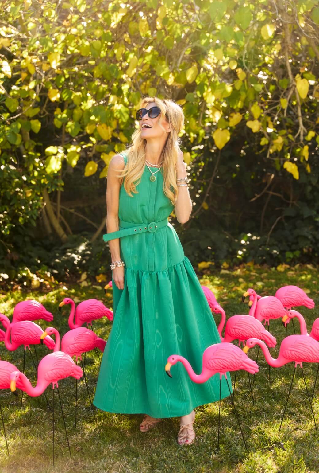The Drop Waist Gown - Green Moir M The Drop Waist Gown - Green Moir M