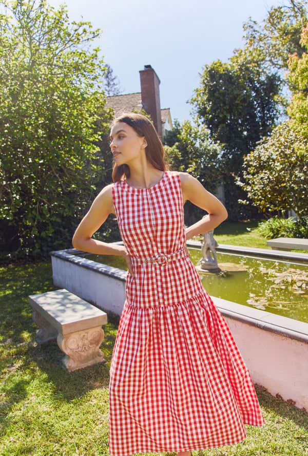 The Drop Waist Gown - Orange Gingham