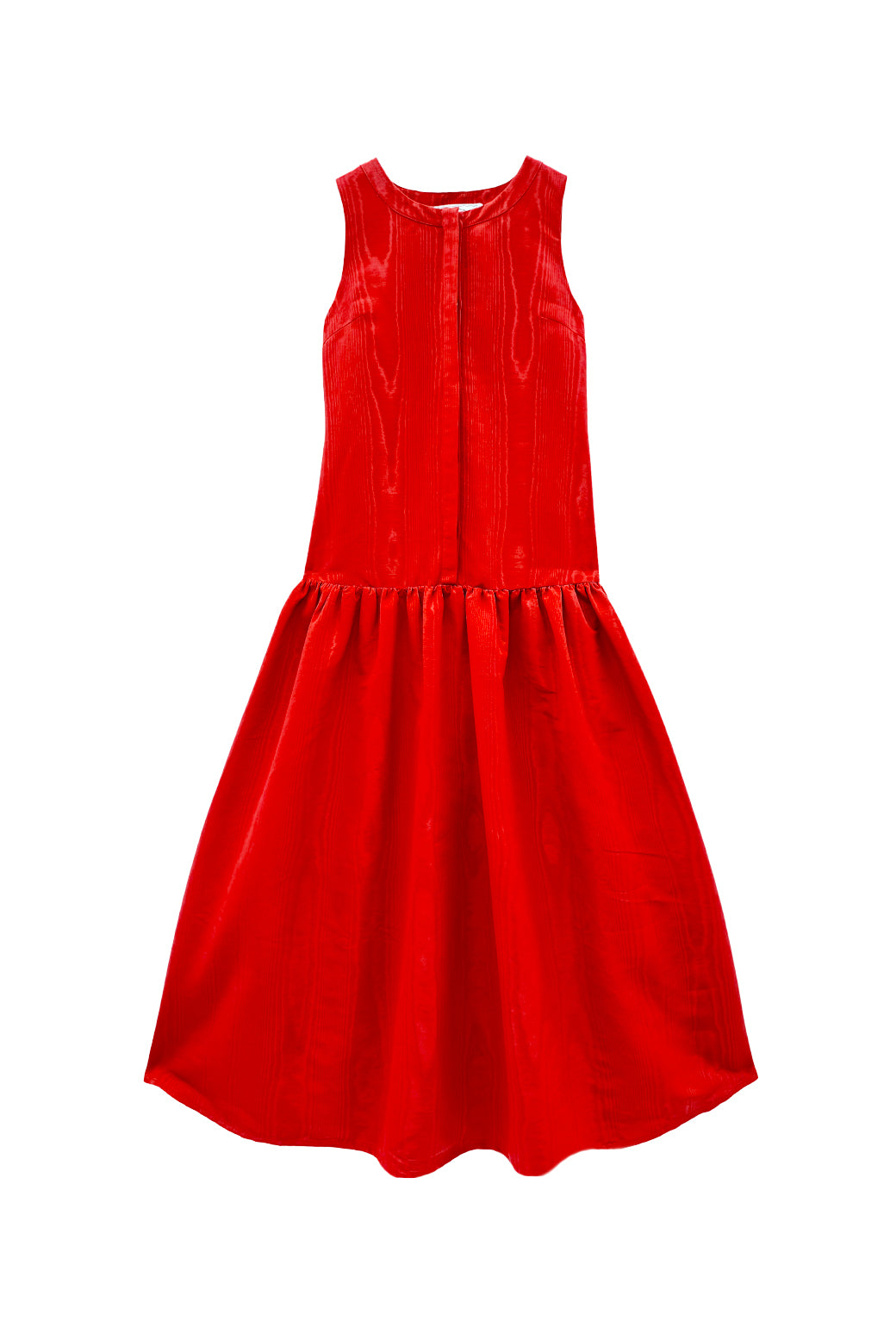 The Drop Waist Gown - Red Moiré