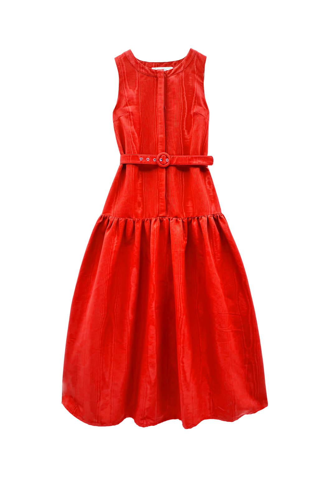 The Drop Waist Gown - Red Moiré