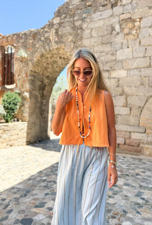 Buru x Megan Stokes  The Fife Vest - Orange Faille