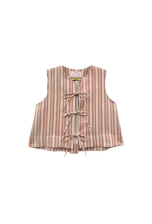 The Fife Vest - Poppy and Brown Stripe