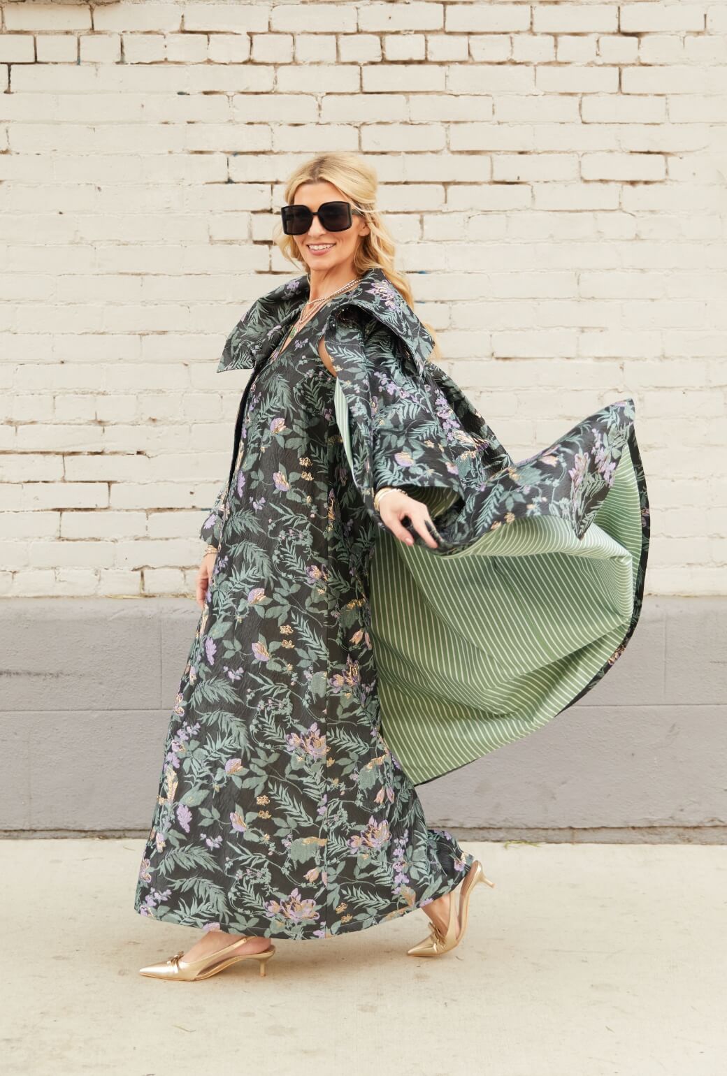 The Grace Coat - Sage & Lilac Brocade