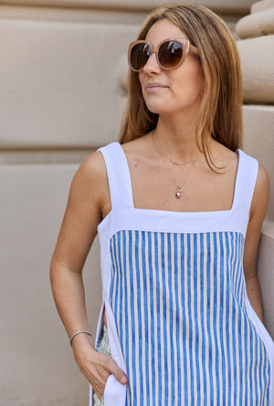 Buru x Ali Sisto The Lanai Tunic - Blue Stripe