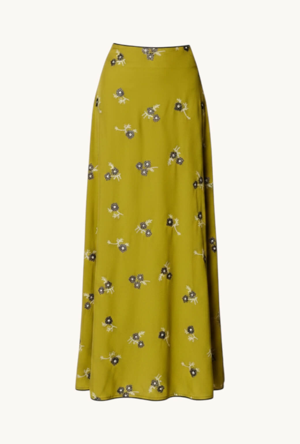 The Laura Skirt Maxi - Chartreuse Floral Embroidery