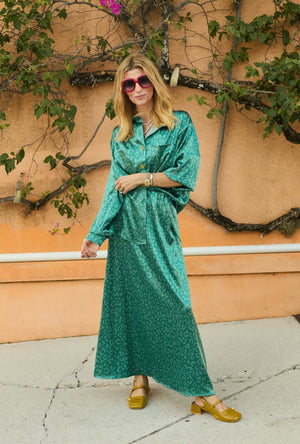 The Leland Skirt - Aqua Cheetah