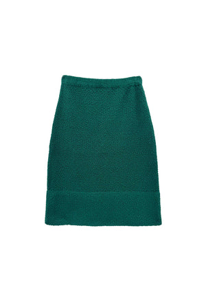 The Madison Skirt - BURU Deep Green Knit Bouclé
