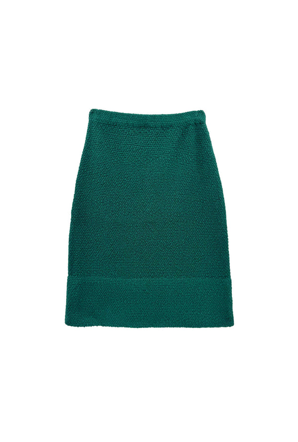The Madison Skirt - BURU Deep Green Knit Bouclé