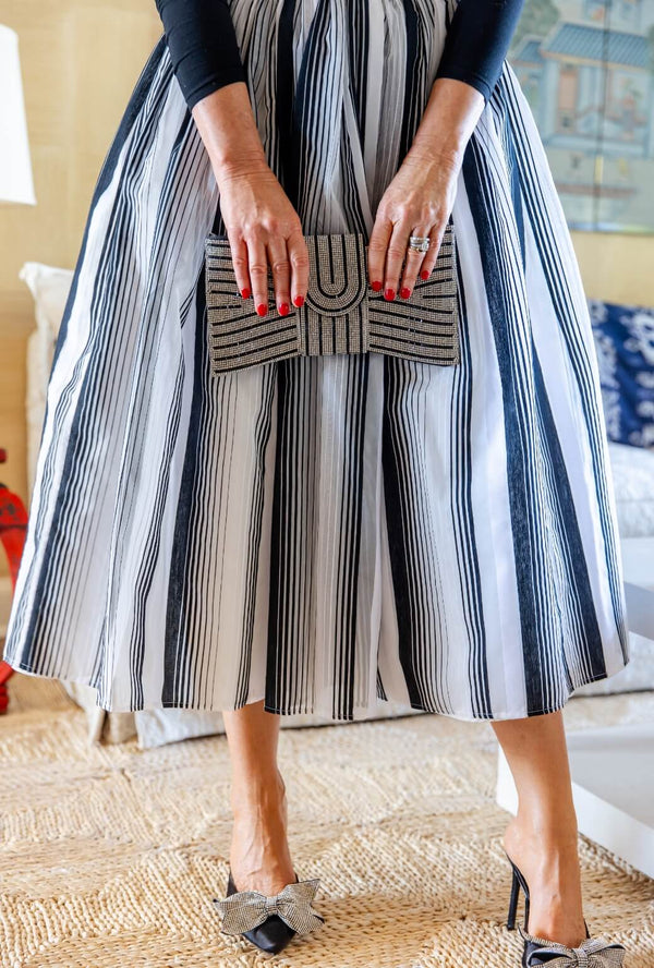 The Marilyn Skirt - Black & White Stripe