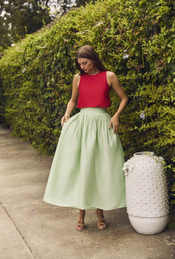 The Marilyn Skirt Maxi - Mint Taffeta