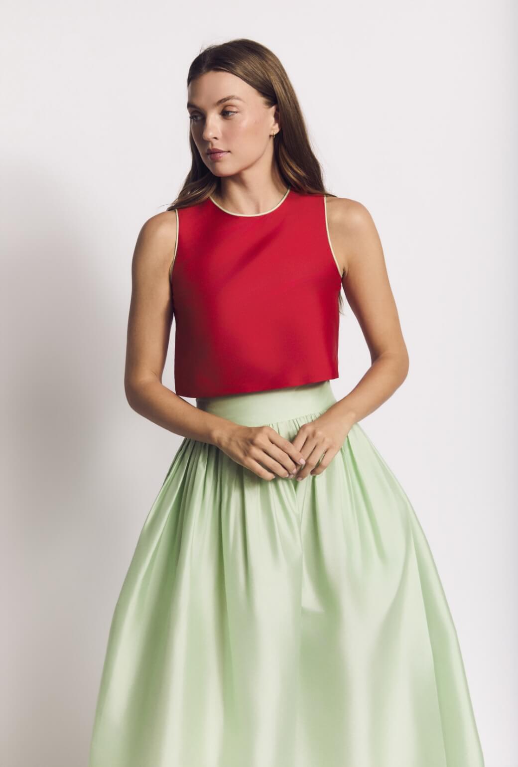 The Marilyn Skirt Maxi - Mint Taffeta