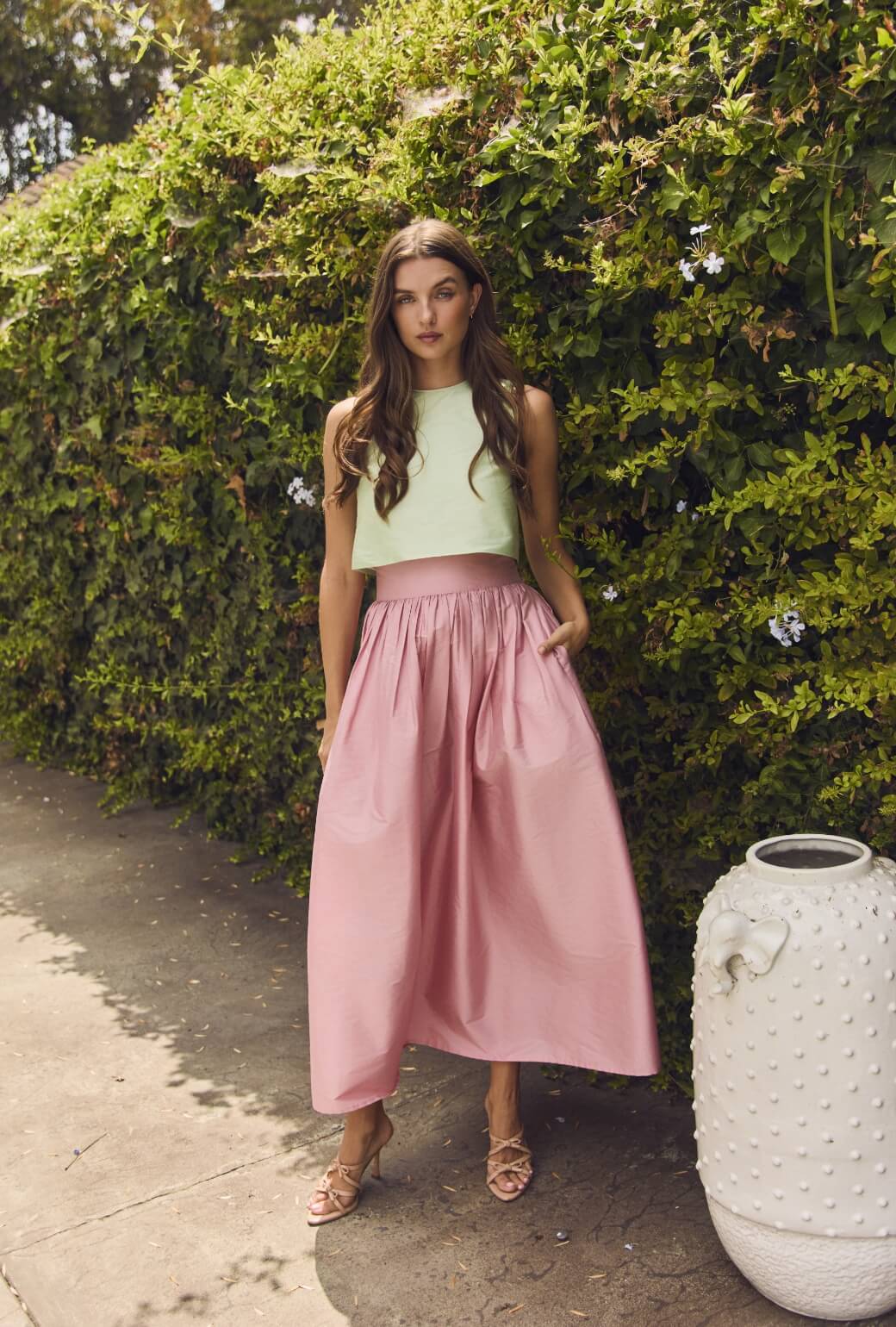 The Marilyn Skirt Maxi - Pink Taffeta