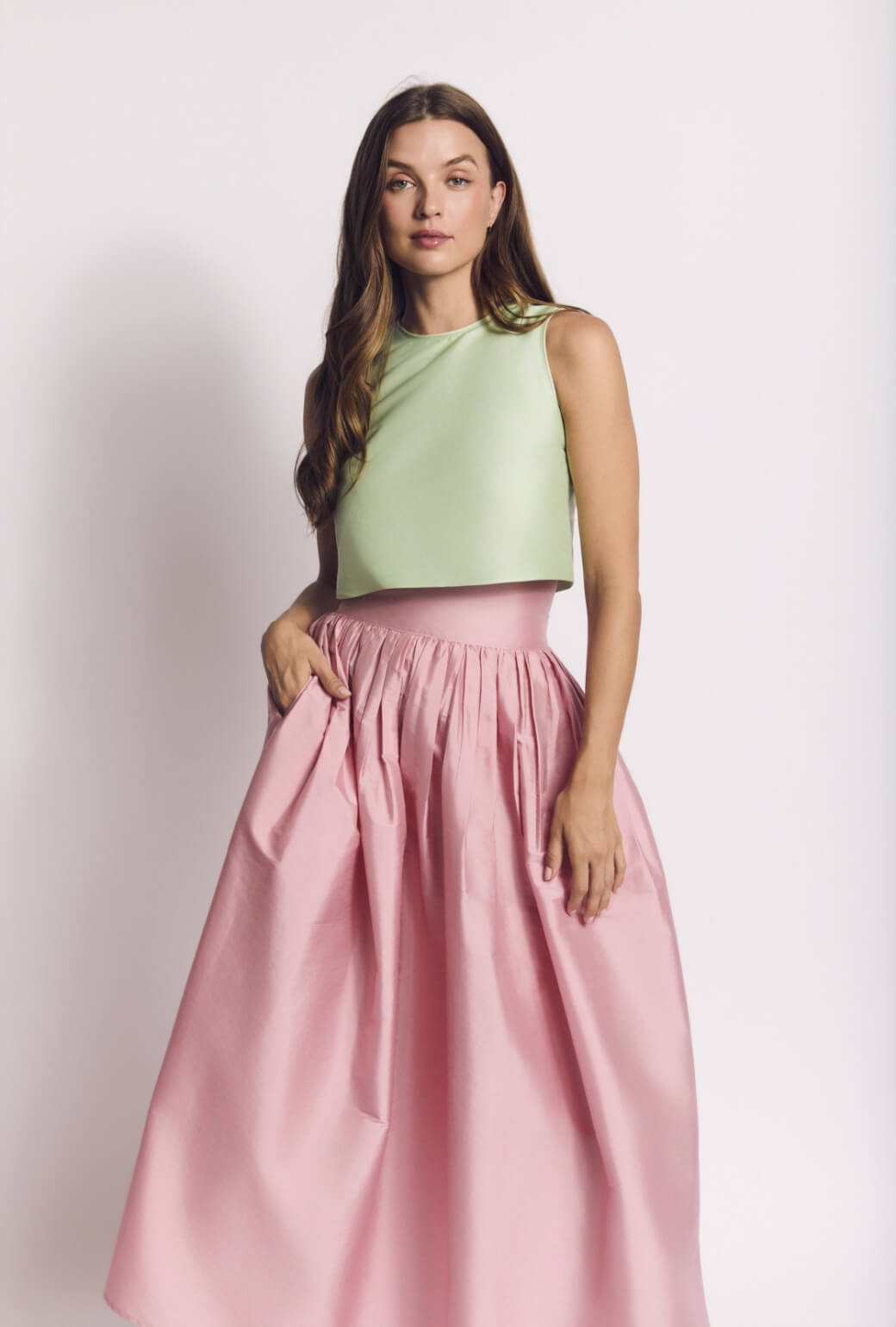 The Marilyn Skirt Maxi - Pink Taffeta