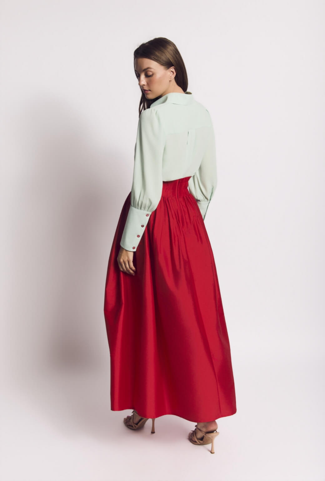 The Marilyn Skirt Maxi - Red Taffeta
