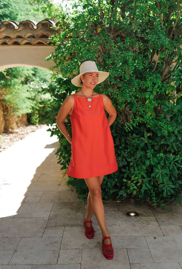 Buru x Megan Stokes The Megan MINI Dress - Coral Twill