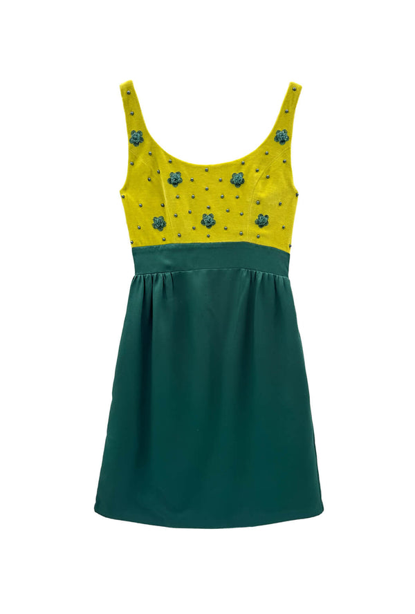 The Murray Dress - Chartreuse & Deep Green